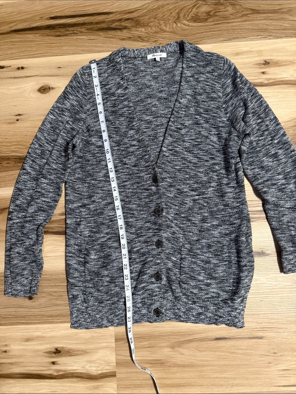 Women’s Gray Marled V-Neck Button Cardigan Sweater